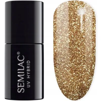 Semilac Lakier hybrydowy do paznokci 7ml - 339 Gold Glitter