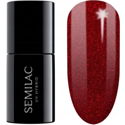 Semilac Lakier hybrydowy do paznokci 7ml - 347 Pretty Red Glitter