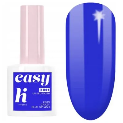 Hi Hybrid Easy 3w1 Lakier hybrydowy do paznokci 5ml - #609 Crazy Blue Splash