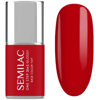 Semilac Lakier do paznokci hybrydowy One Step 3w1 Glossy 7ml - S530 Scarlet