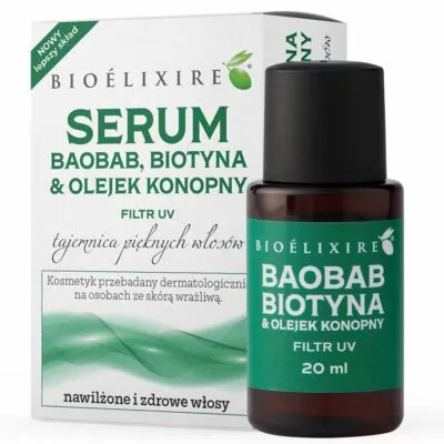 BioElixire Serum do włosów Baobab, biotyna i olejek konopny 20ml