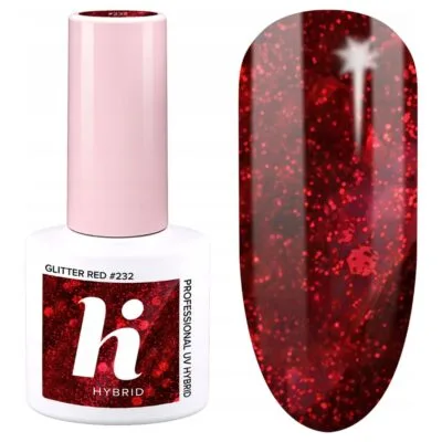 Hi Hybrid Lakier hybrydowy do paznokci 5ml - #232 Glitter Red