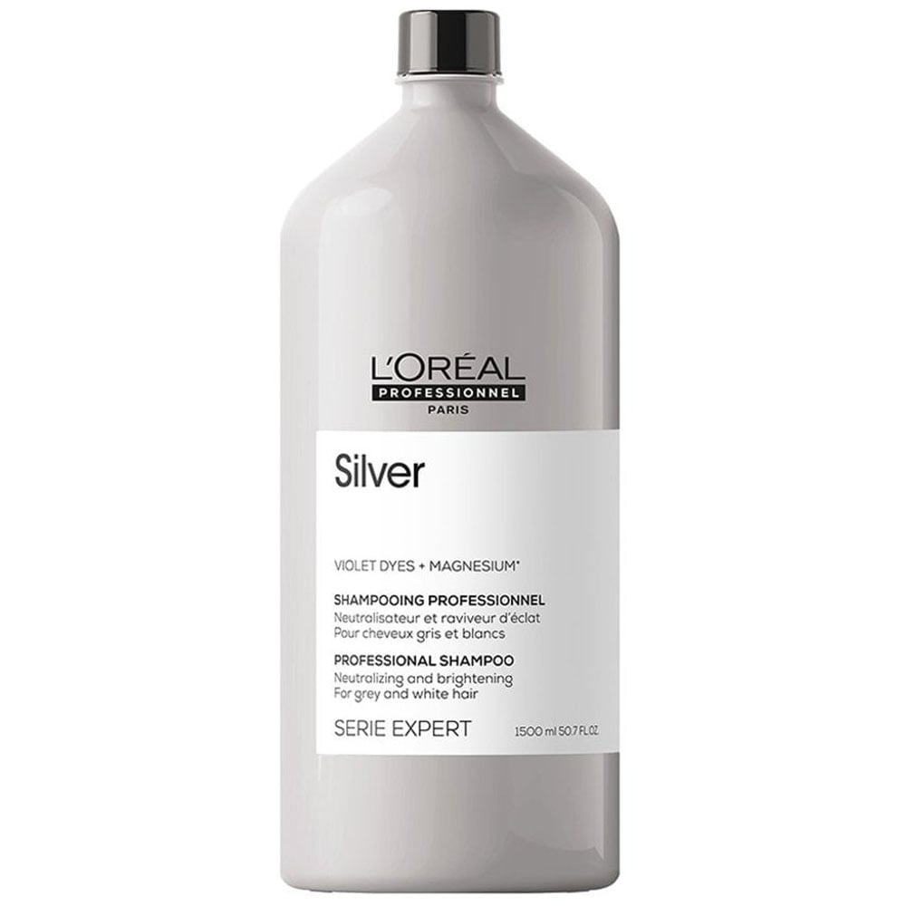 Оттеночный шампунь L'Oreal Professionnel Serie Expert Silver против желтизны, для седых и осветлённых волос, 1500 мл