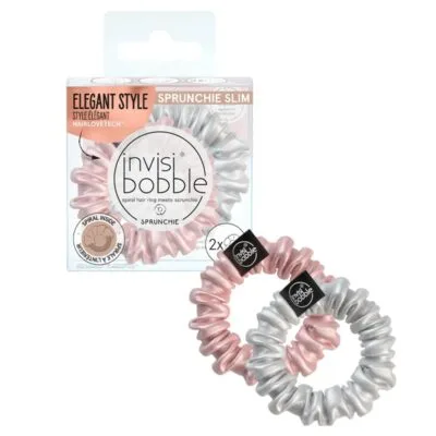 Invisibobble Sprunchie Slim Bella Chrome Aksamitne gumki do włosów 2 szt.