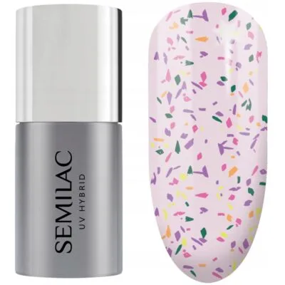Semilac Top No Wipe Matte do hybryd, matowy 7ml - T27 Violet Galaxy