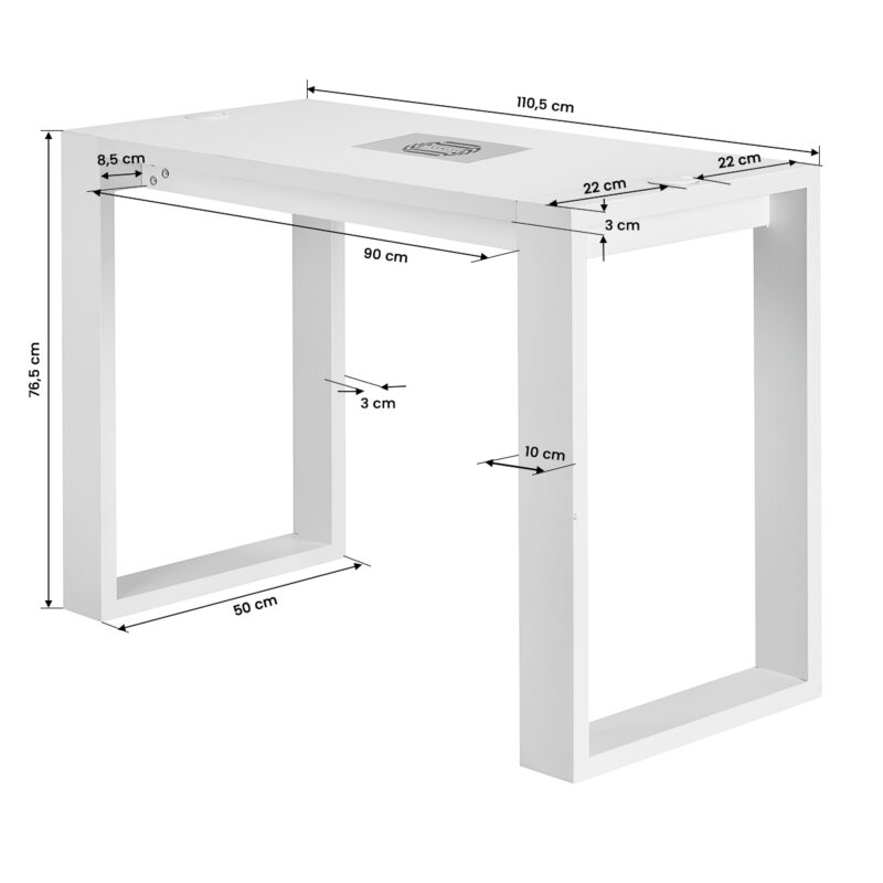 Momo professional J-02 Biurko kosmetyczne G031 z pochłaniaczem - białe