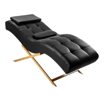 Sillon Alba Fotel zabiegowy do rzęs czarny ze złotą podstawą