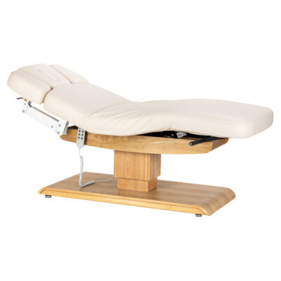 Sillon Relax Leżanka SPA kremowa z jasnobrązową podstawą