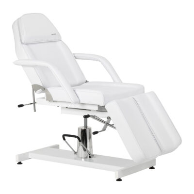 Sillon 210 Fotel kosmetyczny hydrauliczny do pedicure z kołyską i dzielonym podnóżkiem - biały