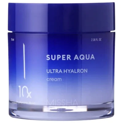 Missha Super Aqua Ultra Hyalron Cream intensywnie nawilżający krem do twarzy 70 ml