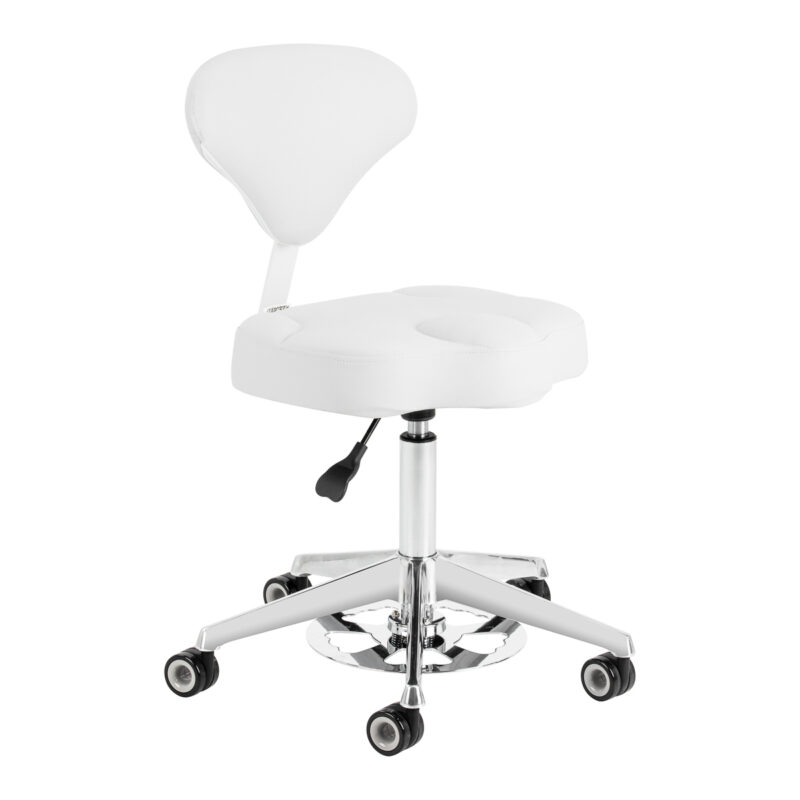 Azzurro 156-F Taboret kosmetyczny bump-up - śnieżnobiały