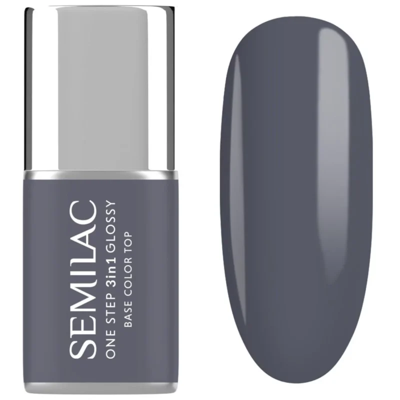 Semilac Lakier do paznokci hybrydowy One Step 3w1 Glossy 7ml - S185 Stone Grey