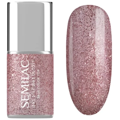 Semilac Lakier do paznokci hybrydowy One Step 3w1 Glossy 7ml - S250 Glitter Pink