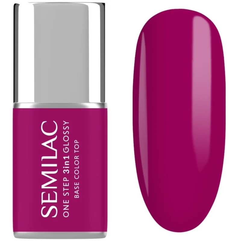 Semilac Lakier do paznokci hybrydowy One Step 3w1 Glossy 7ml - S595 Bright Purple