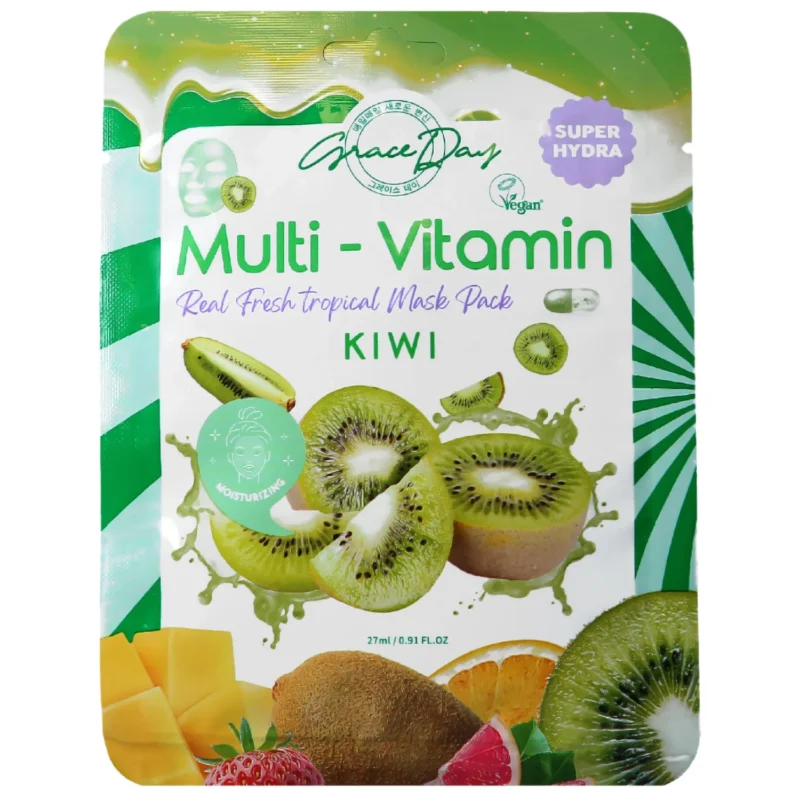GraceDay Multi-Vitamin Kiwi Mask Pack odświeżająca maska w płachcie z kiwi 27ml