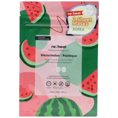 RE:HEAL Watermelon maseczki w płachcie nawilżające i wygładzające 2 szt.