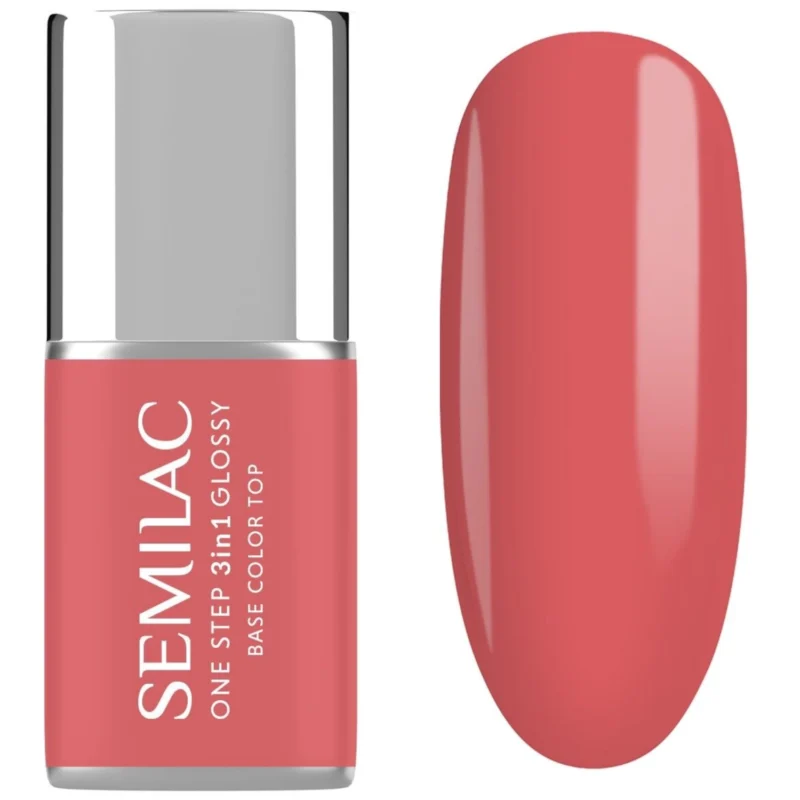 Semilac Lakier do paznokci hybrydowy One Step 3w1 Glossy 7ml - S690 Coral Pink